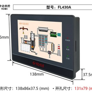 S430A YKHMI F430A F430B S430B直销 中达优控高清触摸屏FL430A
