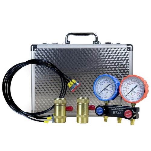 汽车空调冷媒表组 R744压力仪表组加氟冰种表组合工具厂家