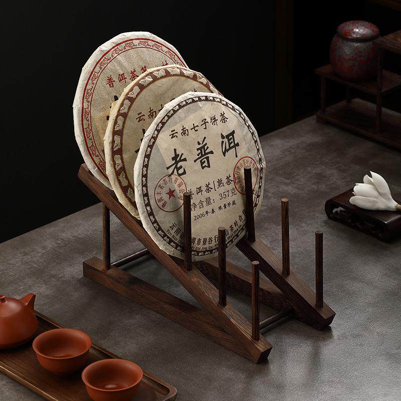 鸡翅木普洱茶架子高档家用实木茶饼架茶叶展示支架托架瓷盘摆件