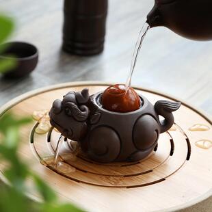 灵气紫砂金蟾紫砂茶宠摆件精品全手工茶玩