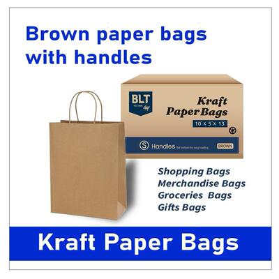 10x5x13 25/100/250pcs Kraft Paper Bags Brown Paper Bags跨境