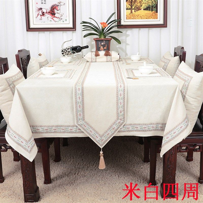 新中式简约欧式时尚餐桌桌布茶几布电视柜盖布长方形台布可定制