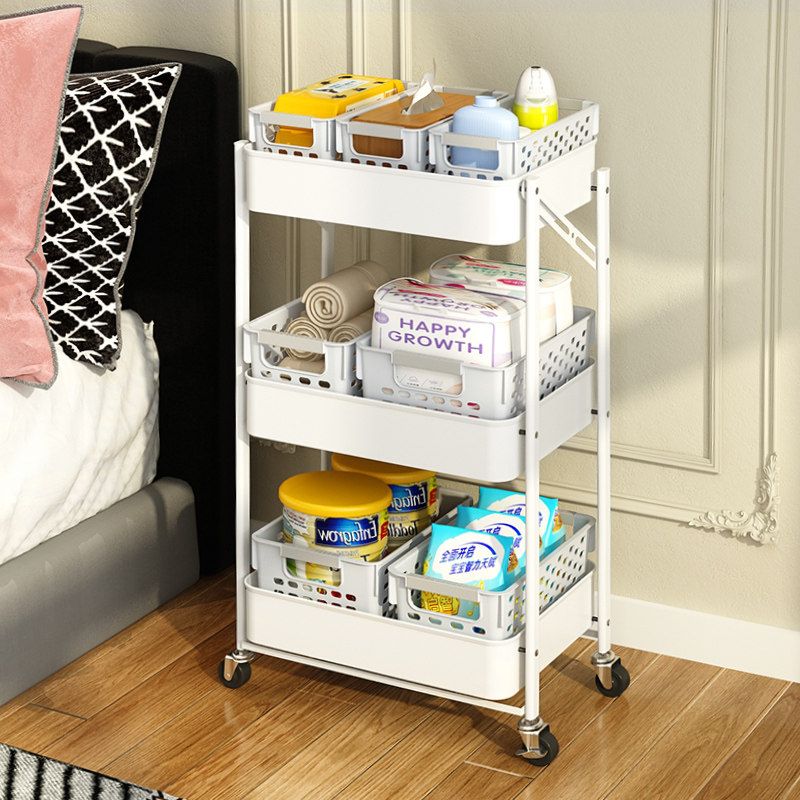 折叠小推车置物架婴儿用品卧室宝宝E多层可移动新生儿多功能收纳