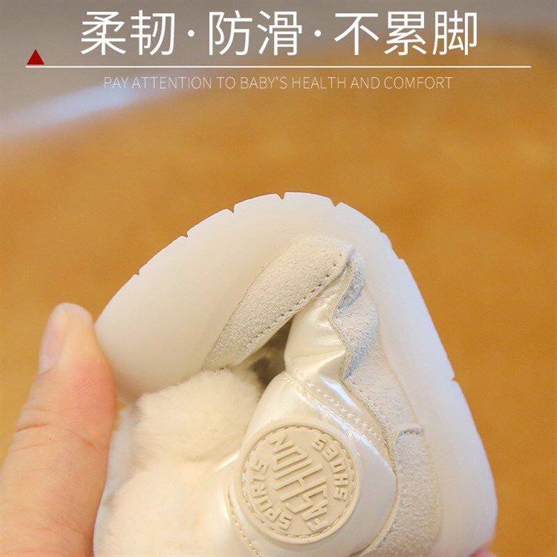 宝宝雪地靴男童加绒棉鞋婴儿学步鞋子软H底0一1岁婴童鞋女秋款冬