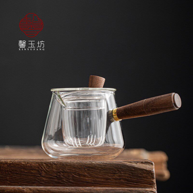 透明玻璃侧把壶煮茶壶耐高温电陶炉泡茶壶木把过滤茶Y壶功夫茶具