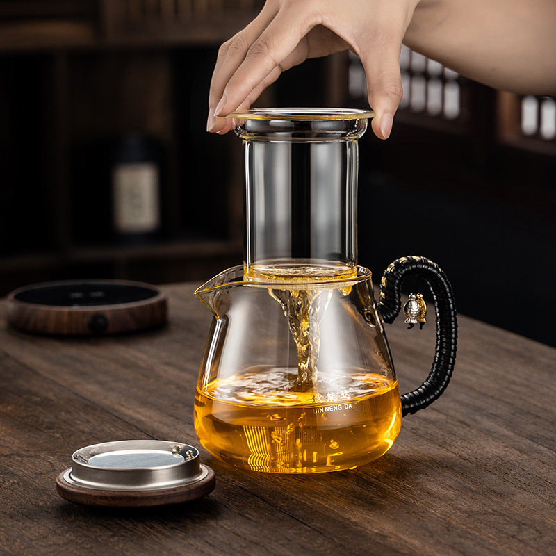 全玻璃泡茶壶耐高k温茶水分离壶家用茶具漏一体办公室小茶壶大容