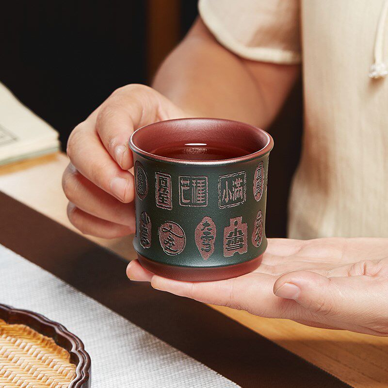 宜兴紫砂主人杯品茗杯二十u四节气个人专用喝茶杯子高档功夫茶具