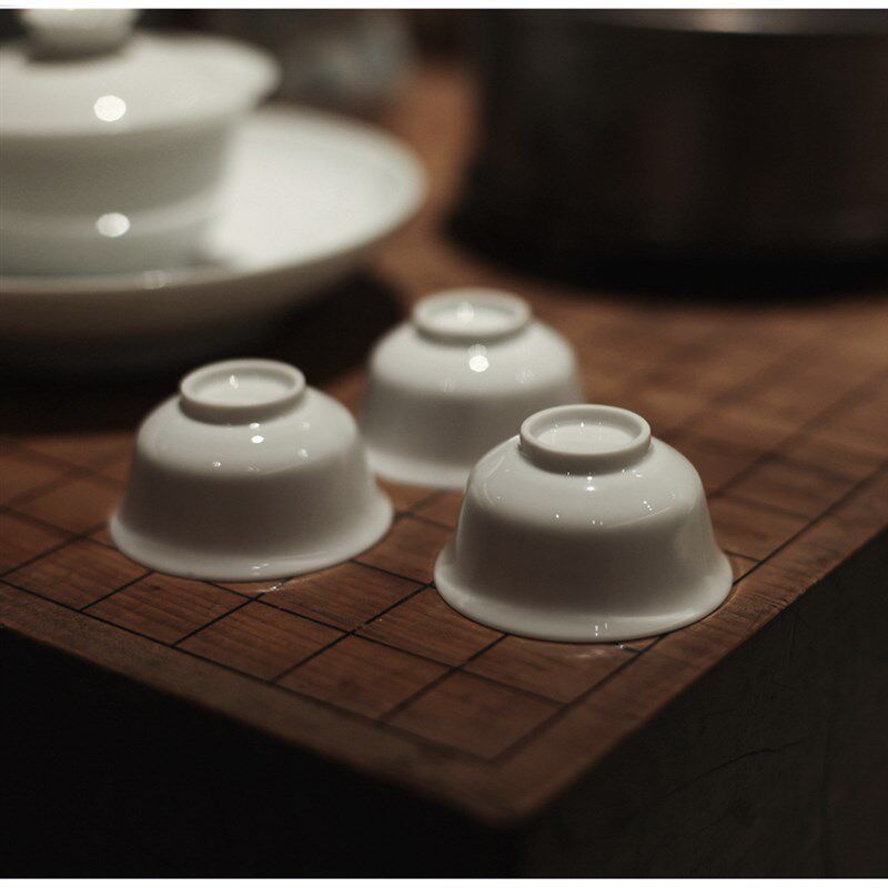 梅似雪潮州工夫茶小盖碗 旅行茶G具 收纳包 一碗三杯 白瓷