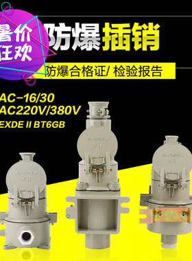 防爆插销AC-15/16/220V/380V/30插头插销插板防爆插座