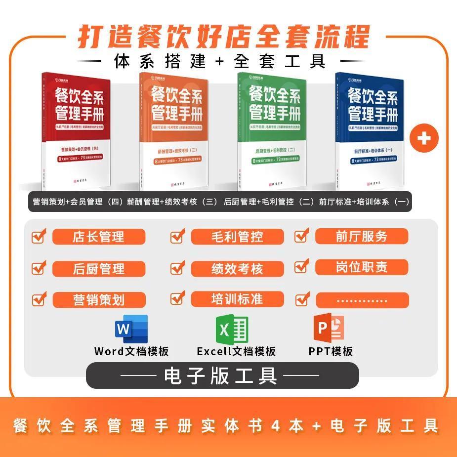餐饮全系管理手册:前厅后厨、毛利管控到绩效薪酬的全流程