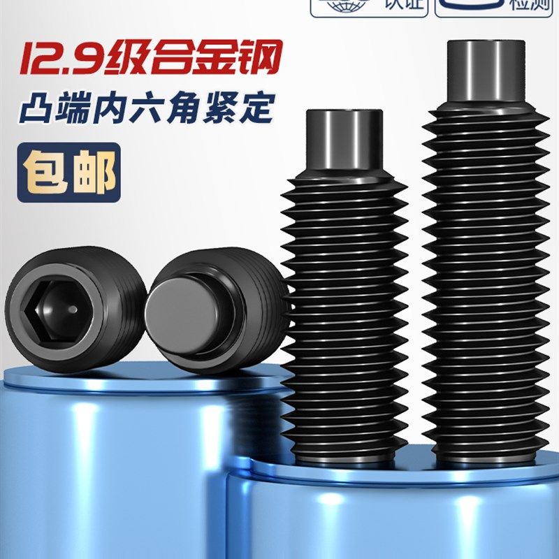 M3-M16凸端紧定12.9级内六角螺丝机米螺钉顶丝无头止付螺栓M4M5M6,工业油品/胶粘/化学/实验室用品,马弗炉/电阻炉/实验炉,淘宝优惠券,粉丝福利购,淘宝优惠卷