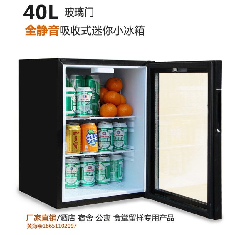 雷凌吸收式酒店客房小冰箱玻璃门迷你静音小冰柜冷藏透明保鲜柜40