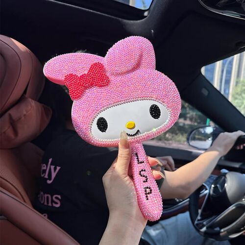 helloKitty满钻镜子diy材料包手工贴钻改造手持化妆镜美乐蒂镜子