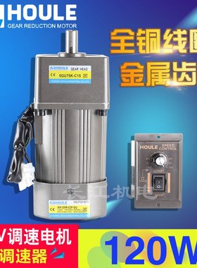 HOULE豪力 120W速比3K-600K 齿轮减速电机 单相220V交流调速电机