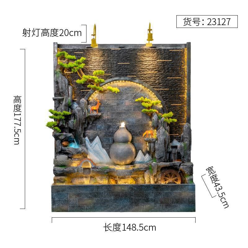 流水摆件循环水假山喷泉水幕墙屏风D别墅鱼池景观招财客厅落地装