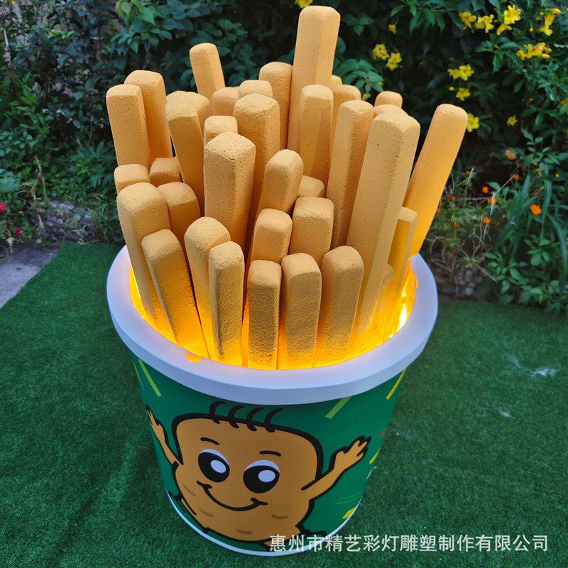 玻璃钢雕塑c定制大号薯条桶泡沫雕塑餐饮门头商场户外景观美陈摆