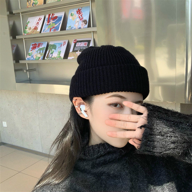 自留推荐日系简约百搭针织帽子女秋冬保暖护耳毛线帽男韩版潮冷帽