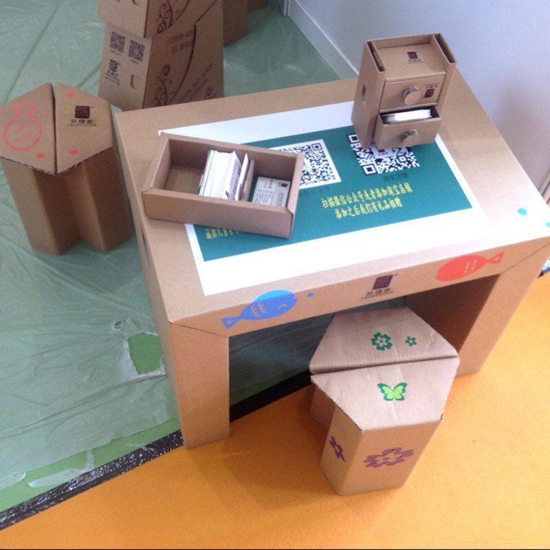 儿童纸凳纸家居瓦楞纸板家具幼儿园手工J野营家具房车宿营纸家具