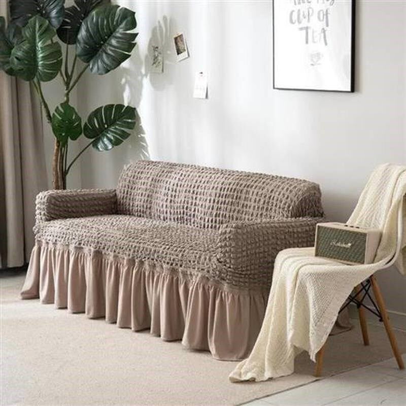 沙发布单人位田园宿舍布套荷y叶边简易三人位折叠家用盖布罩盖