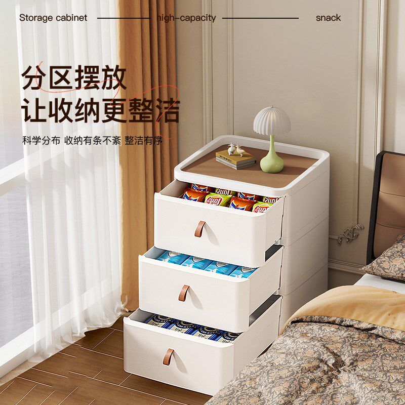 日式塑料床头柜木顶加深衣物收纳柜子抽屉式玩具置物柜.多层五斗