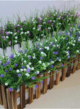 塑料花绿色植物花草假花 桌面隔断摆放花艺墙P角遮挡栅栏装饰花艺