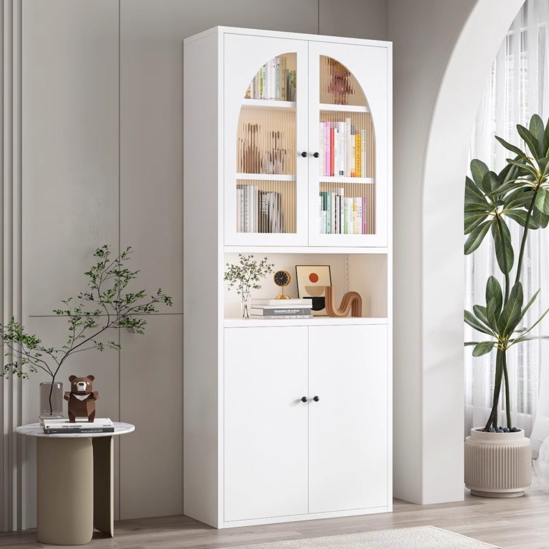 书柜家用置物柜多层防尘储物柜收纳柜客厅落地展示柜铁艺组合书架