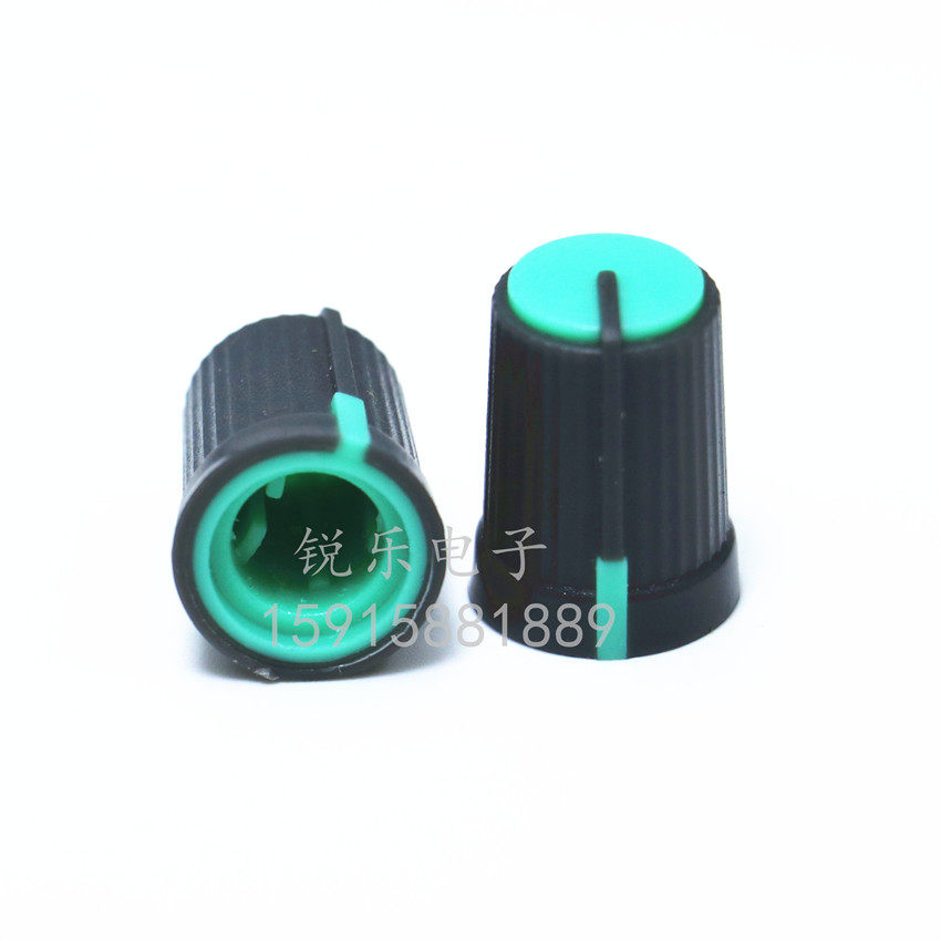 电位器旋钮 10个绿顶 双色旋钮 塑料D轴旋钮 音箱旋钮 半轴音响旋