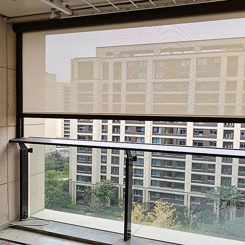 阳台防风防雨卷帘遮阳挡雨凉亭智能电动隔热户外室内透景透气防蚊