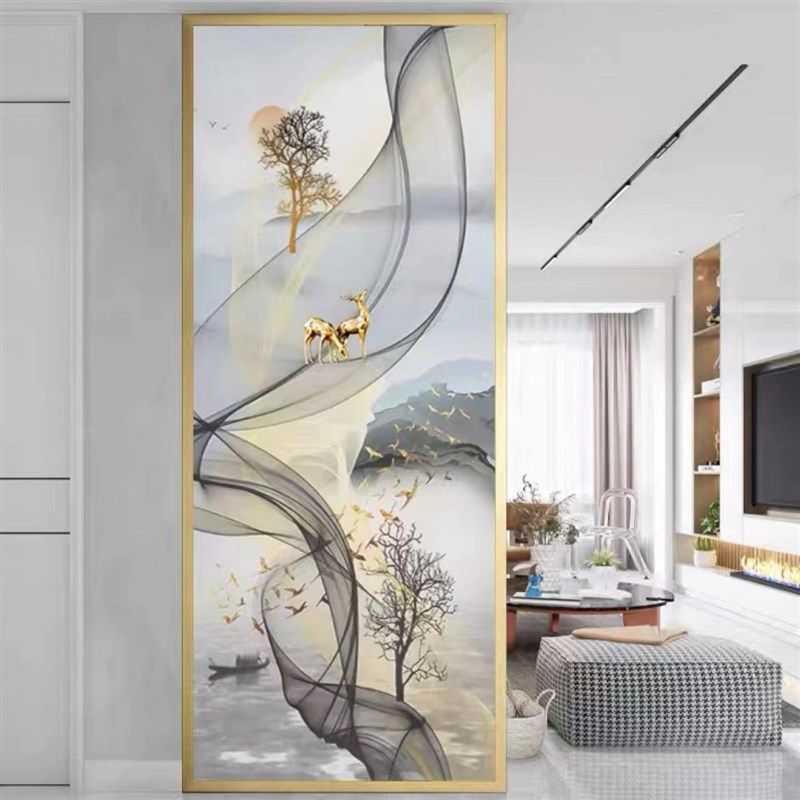 现代简约艺术玻璃屏风客厅入户门玄关遮挡卫生间铁艺W隔断餐厅装