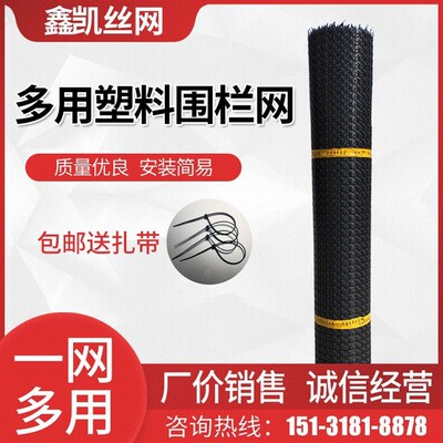 土工格栅现货果园圈地塑料网农场养D殖围栏网黑色方格屯粮格栅围