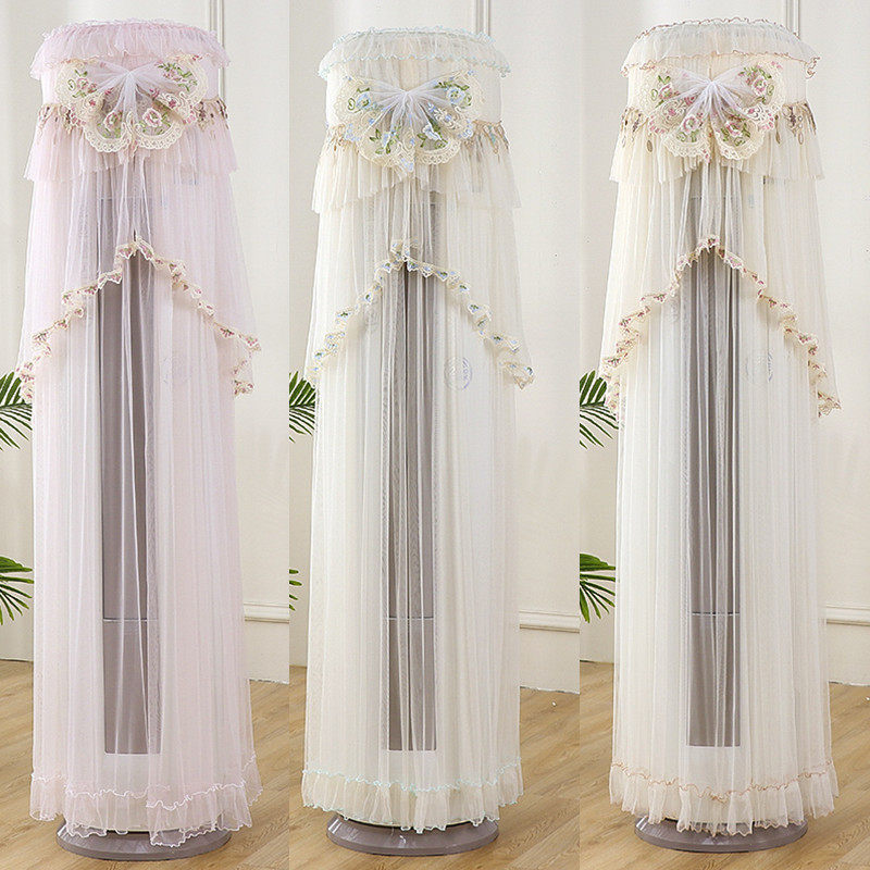 开机不取空调罩套柜机立式空调圆柱形防尘罩全包蕾丝客厅柜式罩子