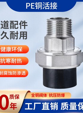 PE全铜黑色自来水管活接头20四分25六分32一寸净水器内牙外丝活接