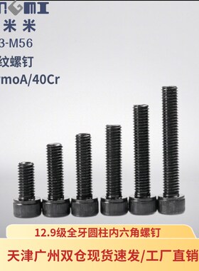 12.9级内六角螺钉圆柱头螺丝内六方加长全牙内六角大内六角M4-M56