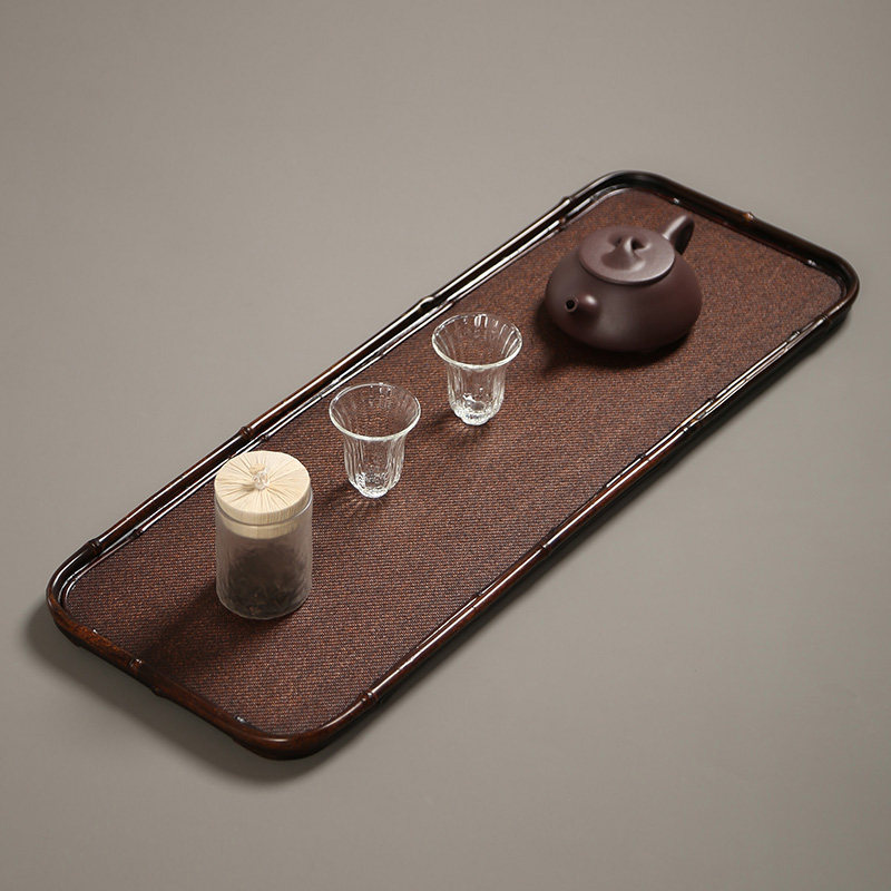 茶盘日本席面梅鹿竹湘妃竹长托盘茶具收纳盘茶室奉茶紫竹山山竹木