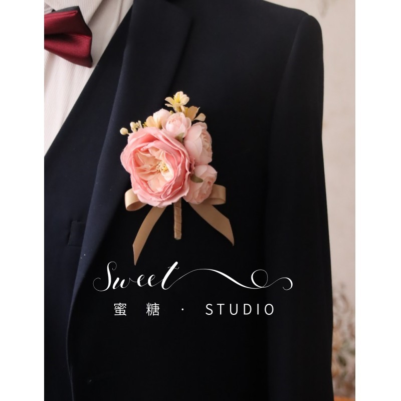 蜜糖  手工森系粉紫色玫瑰新娘伴娘姐妹团礼服西式婚礼手腕花