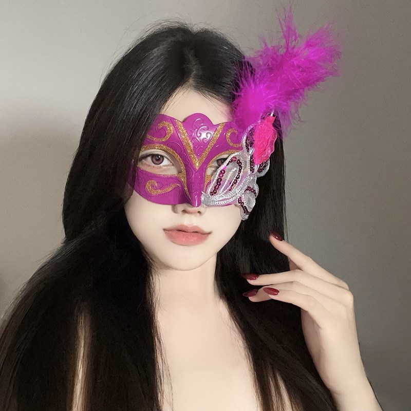 羽毛面具神秘感国风古风半脸面具遮面假面化妆舞会青铜感古装道具
