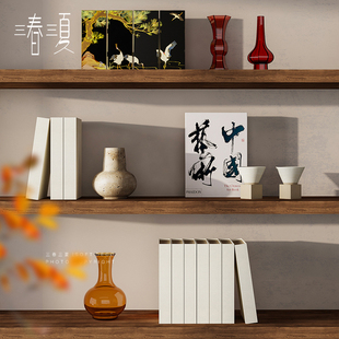 中式侘寂风样板间软装饰品宋代美学禅意茶室民宿复古壁龛壁柜摆件