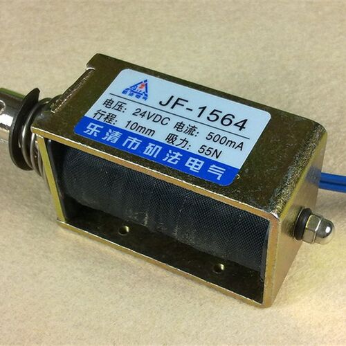 JF-1564B 直流电磁铁框架电磁铁推拉式 吸力55N 行程10mm 12V 24V