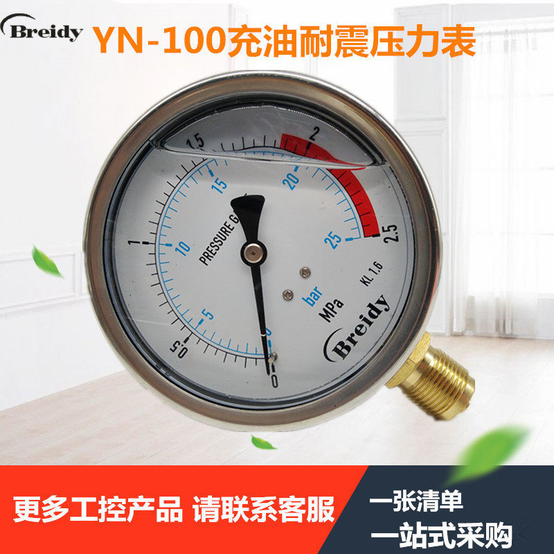 耐震压力表YN100油压表液压表YN-100 0.6/1.6/2.5/10/16/25/40MPA