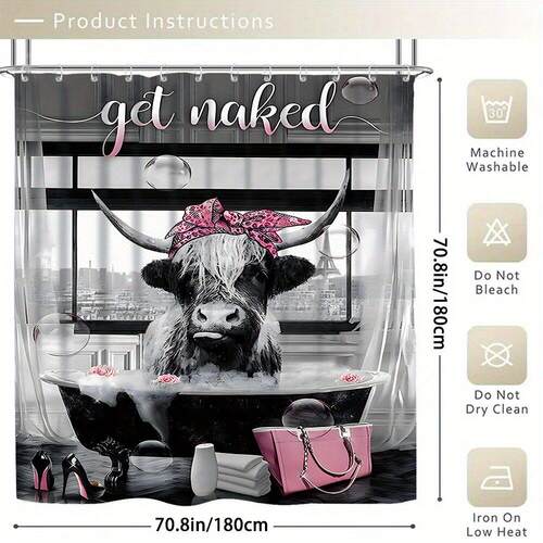 4pcs Shower Curtain and Cow Curtain Shower Curtain窗帘浴帘