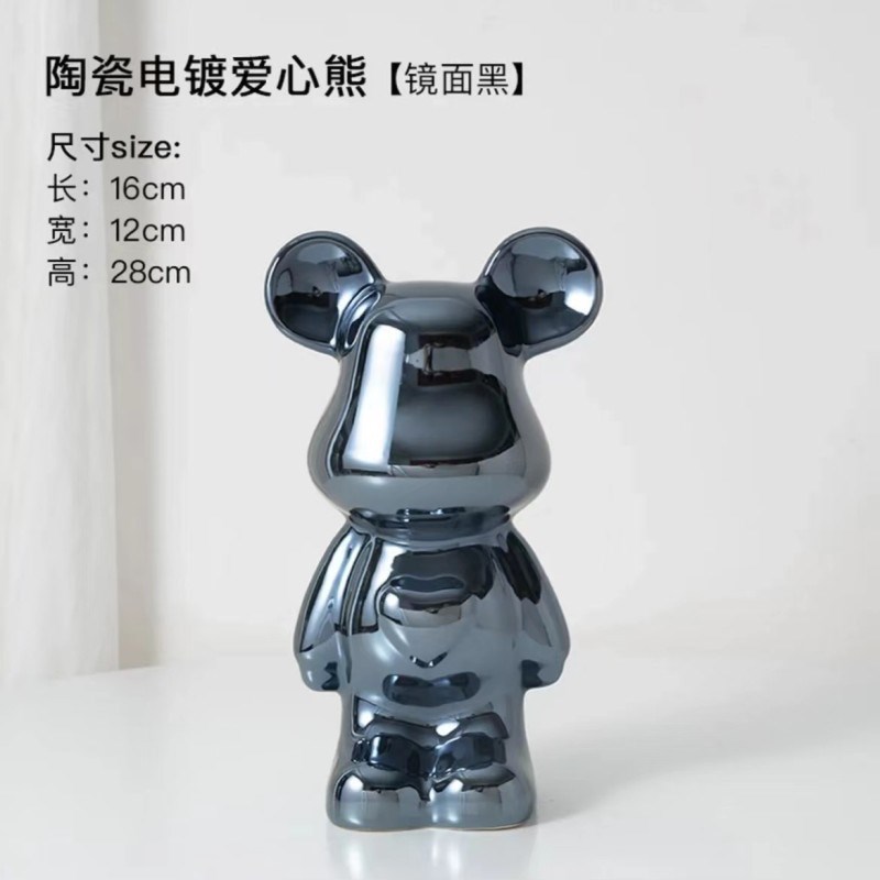 【高品质】28cm陶瓷电镀爱心熊存钱罐客厅电视柜轻奢软装摆件装饰
