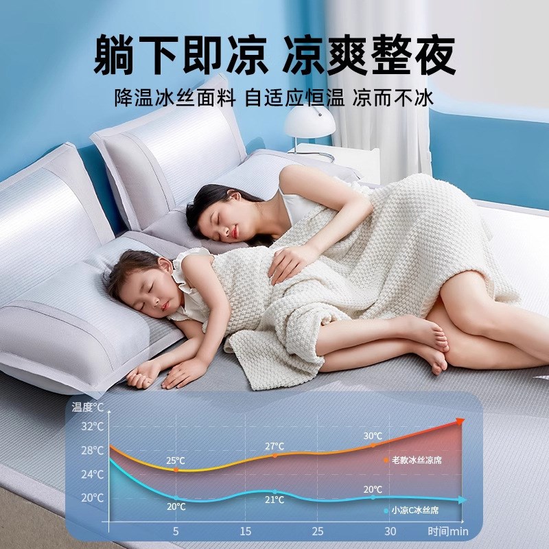 冰丝凉席夏季可水洗机洗席子2025新款夏天竹席床单笠学生宿舍单人