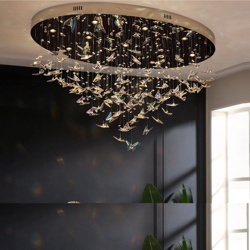 K9水晶蝴蝶吸顶灯客厅灯现代轻奢设计师创意别墅酒店卧室餐厅灯具
