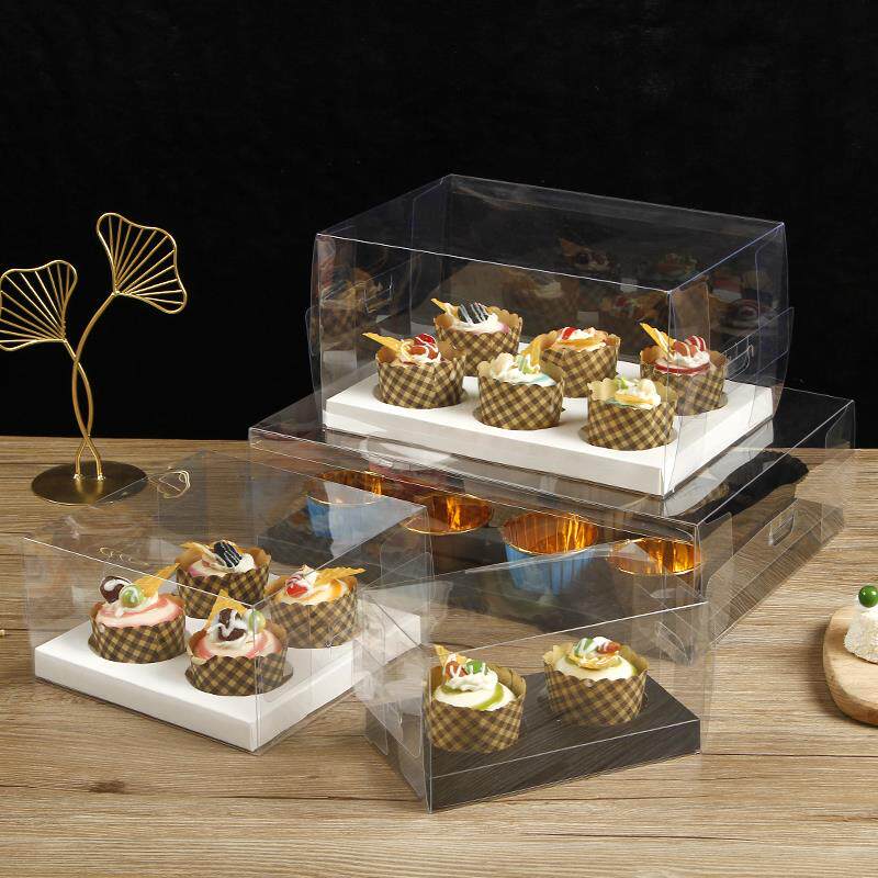 2/4/6/12粒装透明纸杯蛋糕包装盒杯子Cupcake甜品手提马芬杯加高