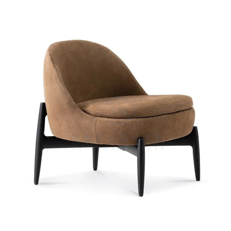 现代中式实木客厅沙发椅简约民宿公寓样板间售楼部接待休闲单人椅