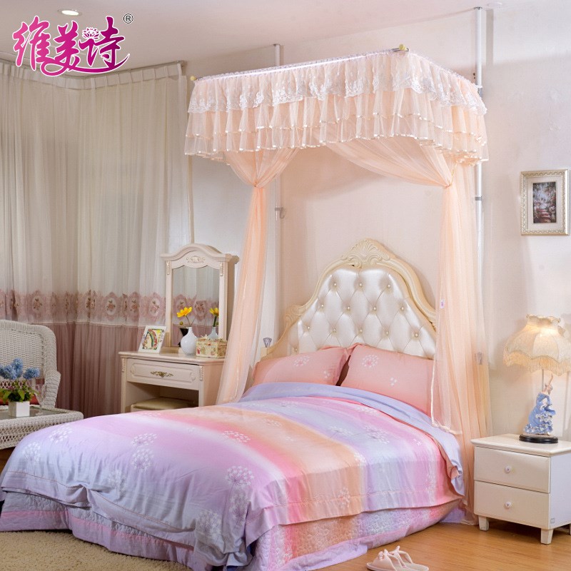 厂家现货落地伸缩蚊帐 维美诗天地杆支架家用不锈钢宫廷伸缩蚊帐