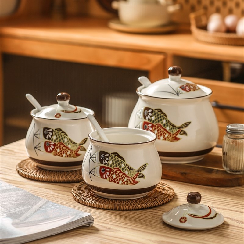 家用厨房装猪油罐陶瓷辣椒油罐耐高温油泼辣子罐盐罐辣椒罐荤