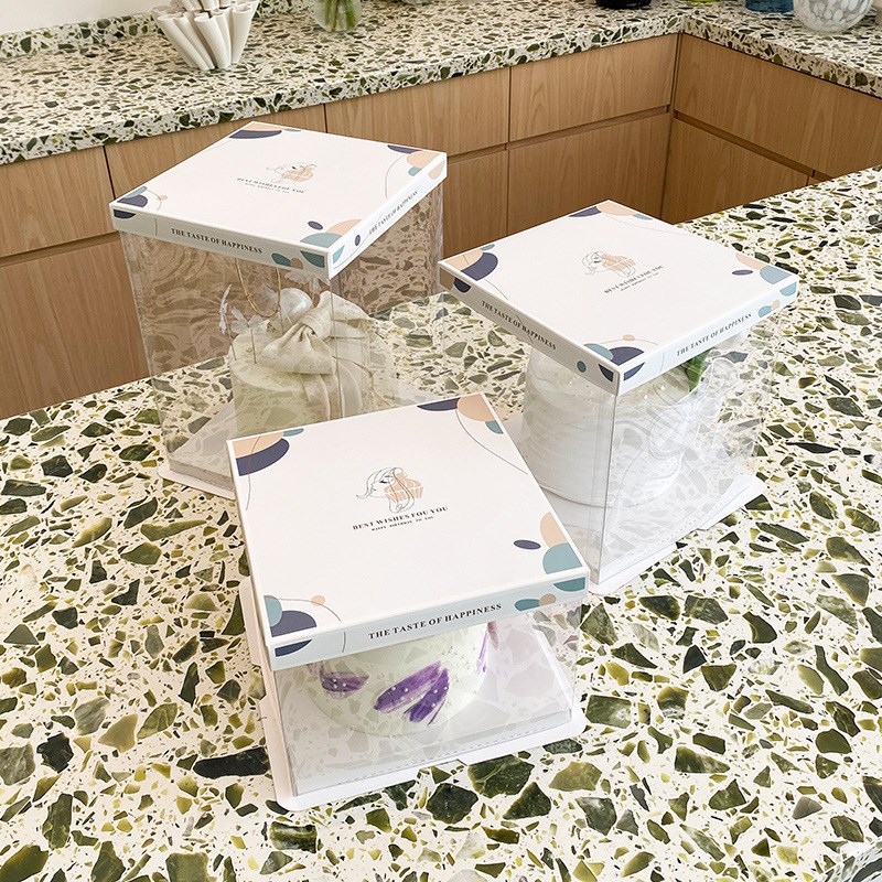 透明生日蛋糕盒子包装盒6六8八10十12寸单双层加高高透简约加厚底