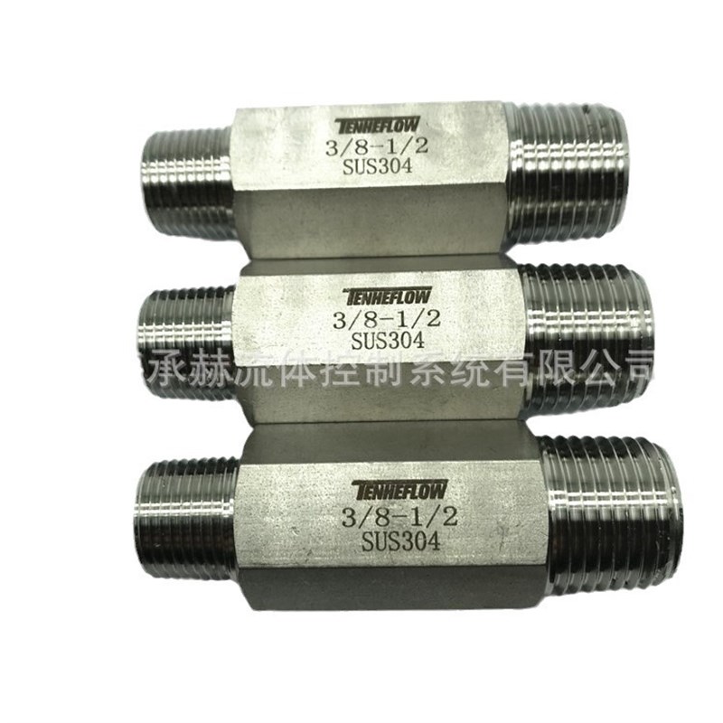 TENHEFLOW 304不锈钢卡套式插管接头直通对接头钢管气源管 C0506