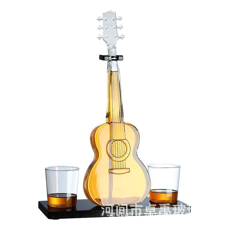 创意玻璃吉他醒酒器套装高硼硅玻璃小提琴酒瓶吉他造型玻璃泡酒瓶